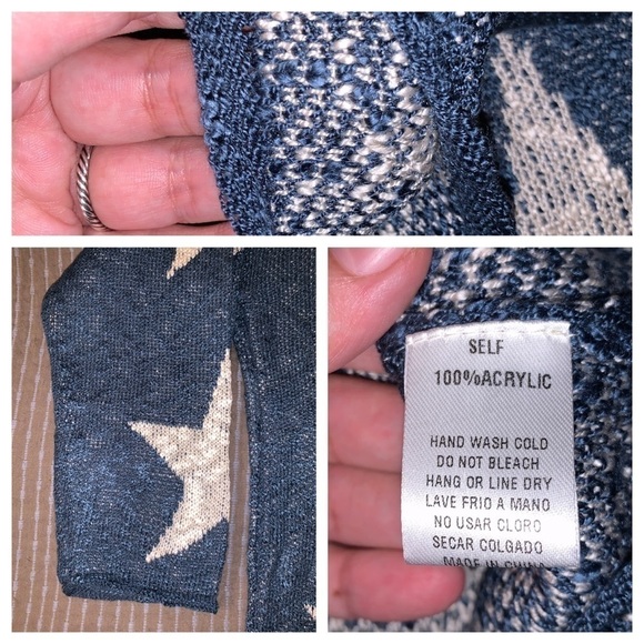 Teal Star Patterned Knitted Pullover Sweater - Picture 7 of 7